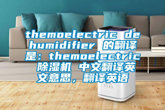 themoelectric dehumidifier 的翻译是:themoelectric 除湿机 中文翻译英文意思,翻译英语