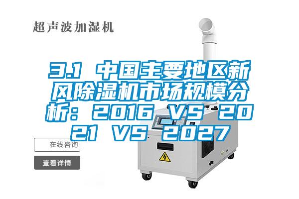 3.1 中国主要地区新风除湿机市场规模分析:2016 VS 2021 VS 2027