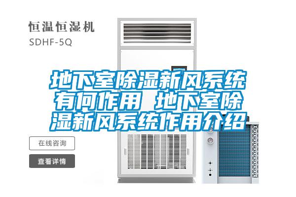 地下室除湿新风系统有何作用 地下室除湿新风系统作用介绍